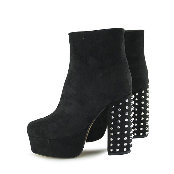 studded chunky heel boots