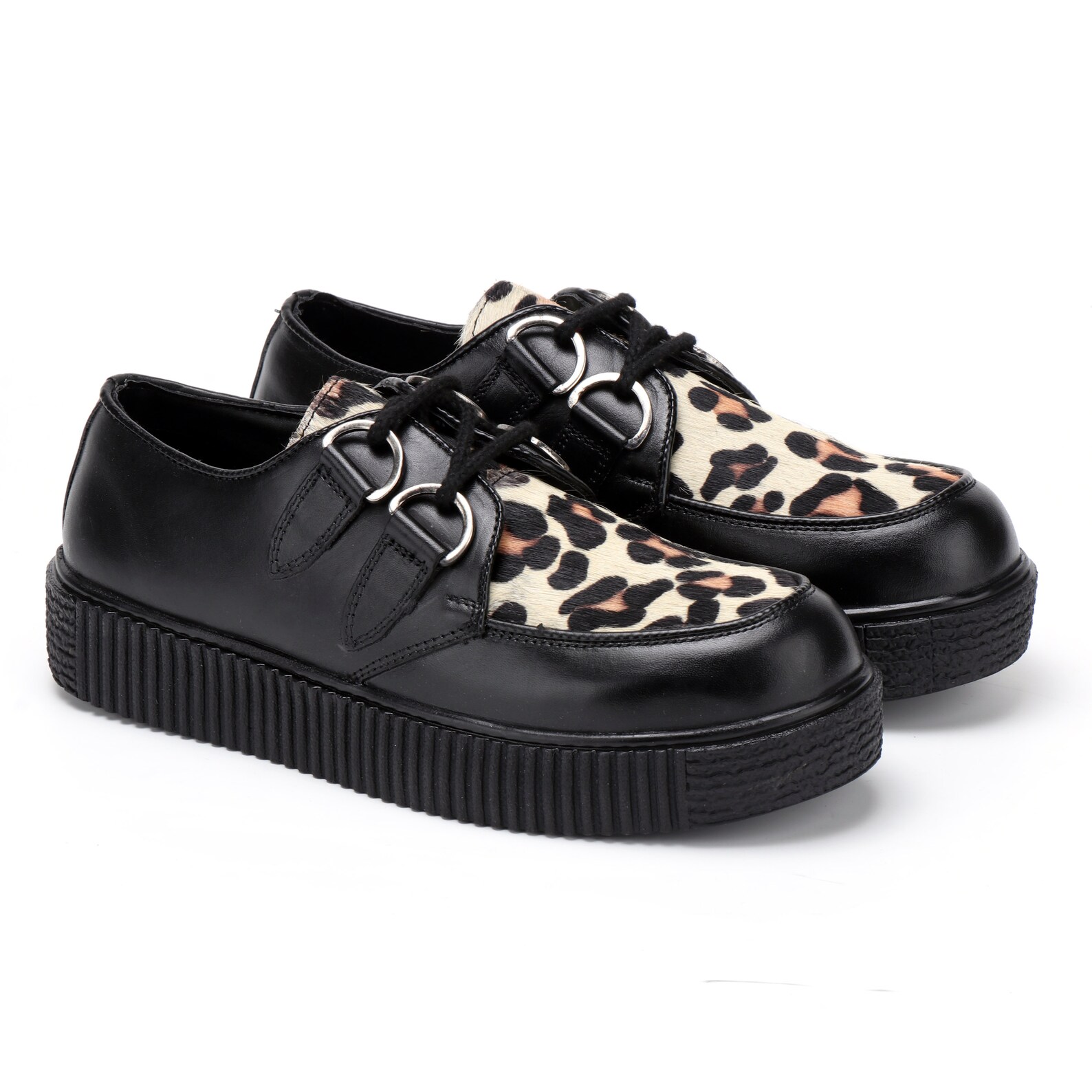 leopard crawl knee high platform creeper boots