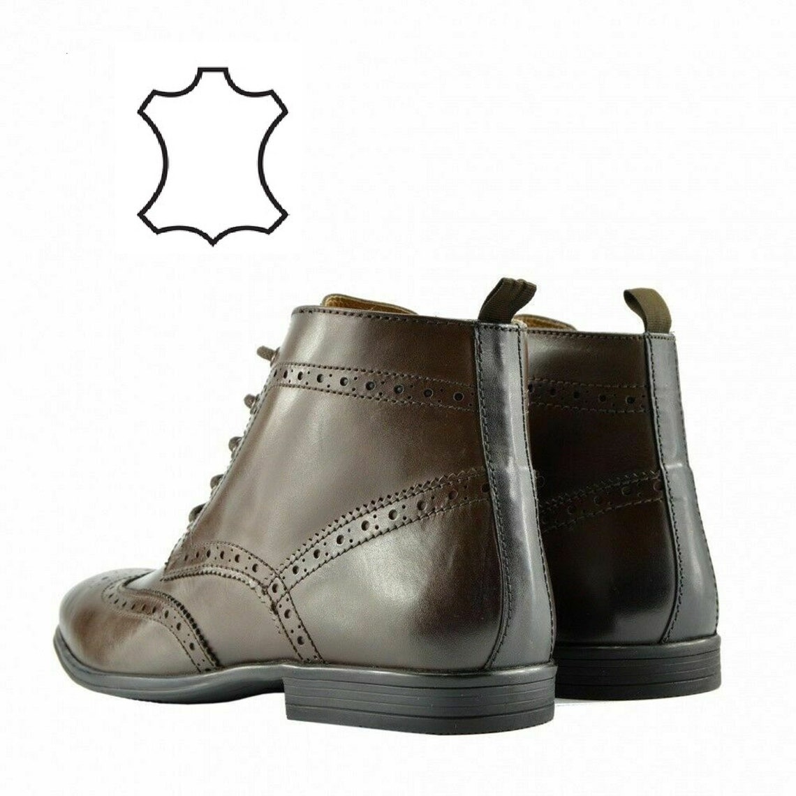 Mens Smart Ankle Boots Genuine Leather Chelsea Brogue Lace up Etsy UK