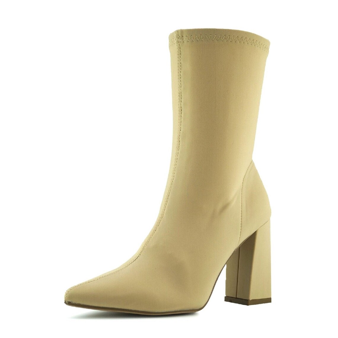 beige patent sock boots