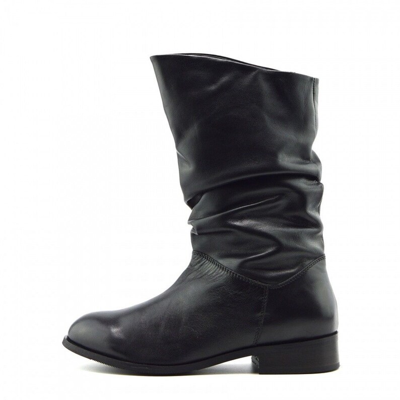 flat slouch leather boots