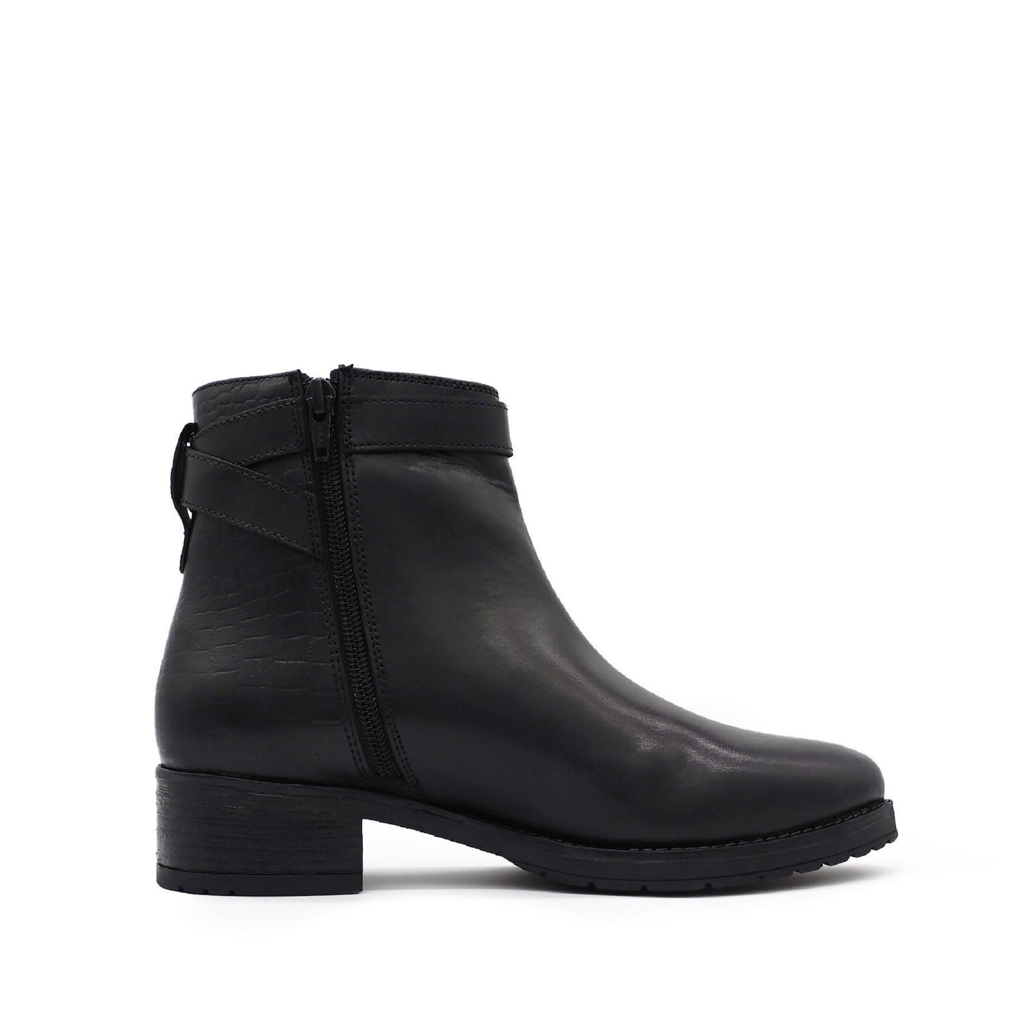 black flat croc boots