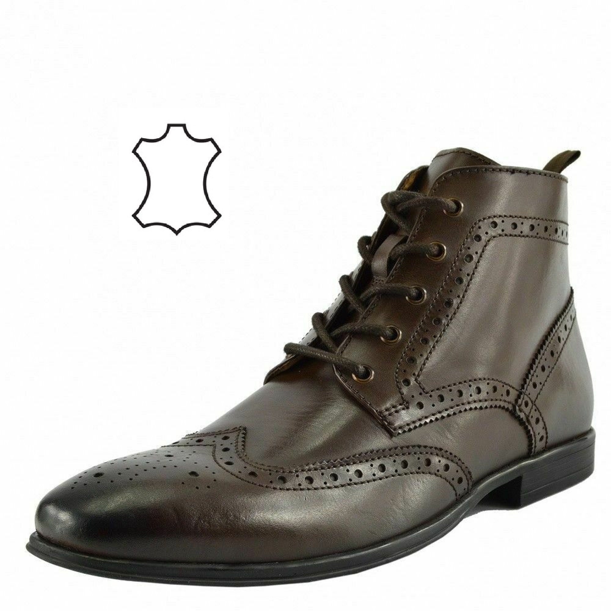 Mens Smart Ankle Boots Genuine Leather Chelsea Brogue Lace up - Etsy UK