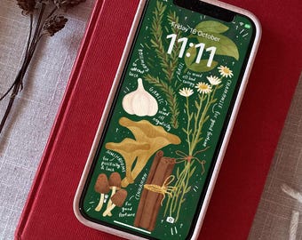Luck Spell iPhone Wallpaper | Lock & Home Screen Autumn Woodland Nature Wallpaper | Magic | Witchy Illustration (Digital Download)