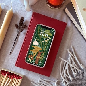 Gelukspreuk iPhone-achtergrond | Vergrendelscherm- en startscherm Herfstbos Natuur-achtergrond | Magie | Heksenachtige illustratie (digitale download)