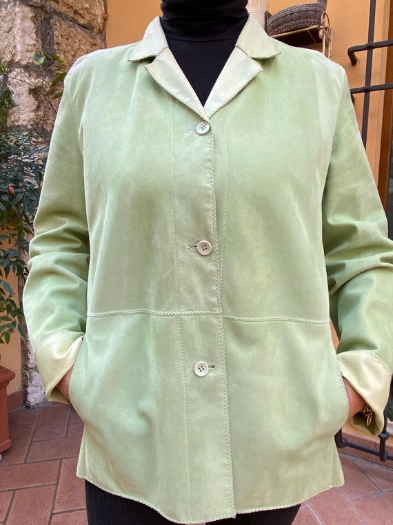 90s Vintage Jacket Leather Double Face Florence Italy/green Jacket 