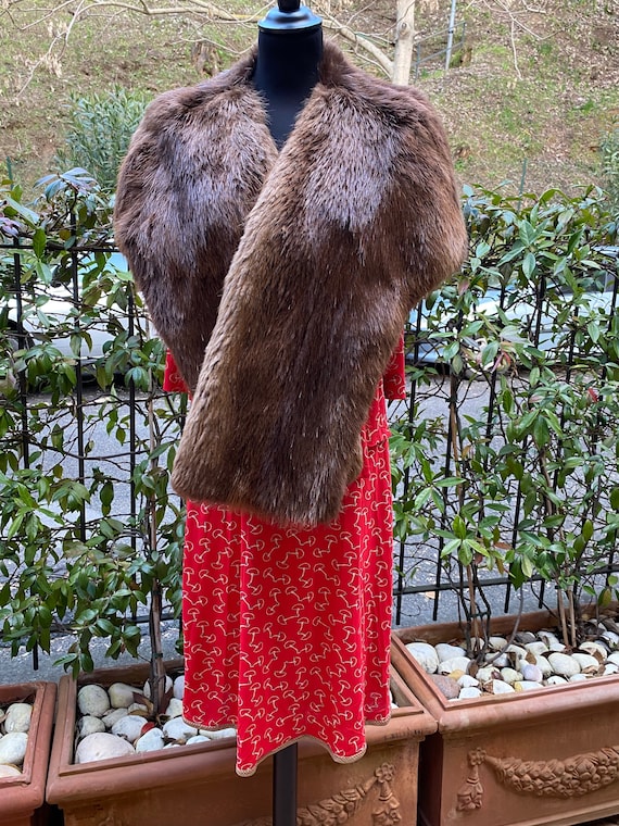 Vintage fur shrug Valentino 90s/Brown shrug beaver