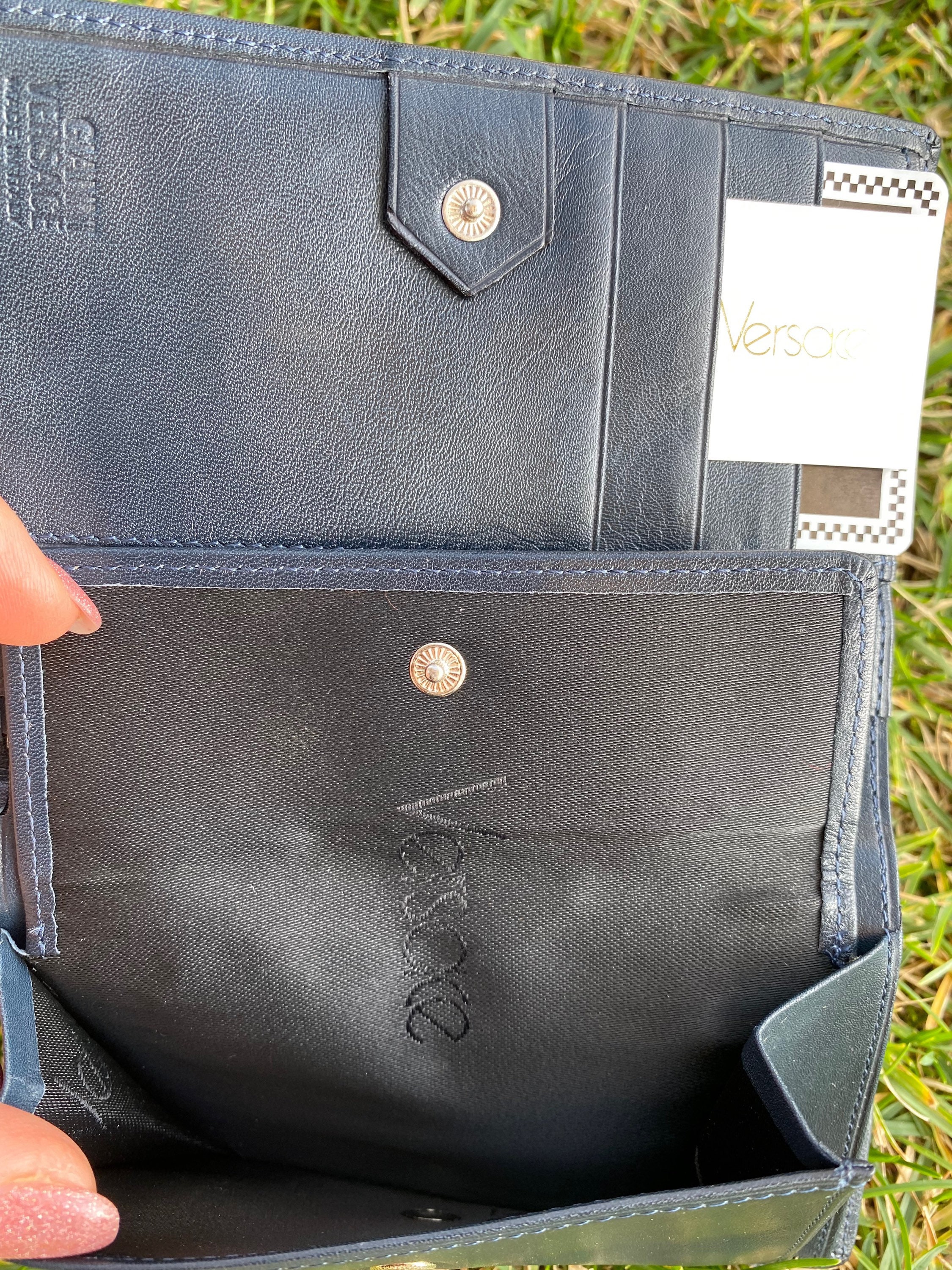 80s Vintage Gianni Versace Wallet/blue Leather Wallet Versace Etsy