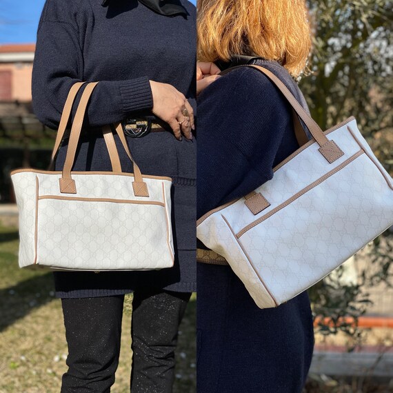 beige gucci tote bag vintage