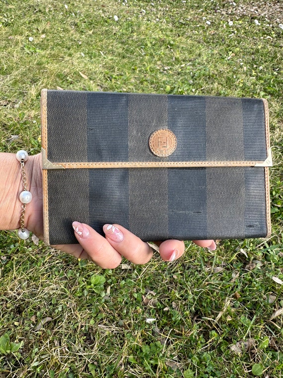 70s Vintage wallet Fendi/Black beige wallet leathe