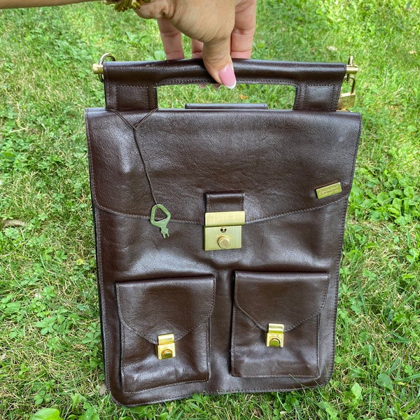 70s Vintage Messanger bag Valentina/Brown bag leather/Style bag vintage/Unisex crossbag/Craftsman bag/Italy bag/Shoulder bag vintage