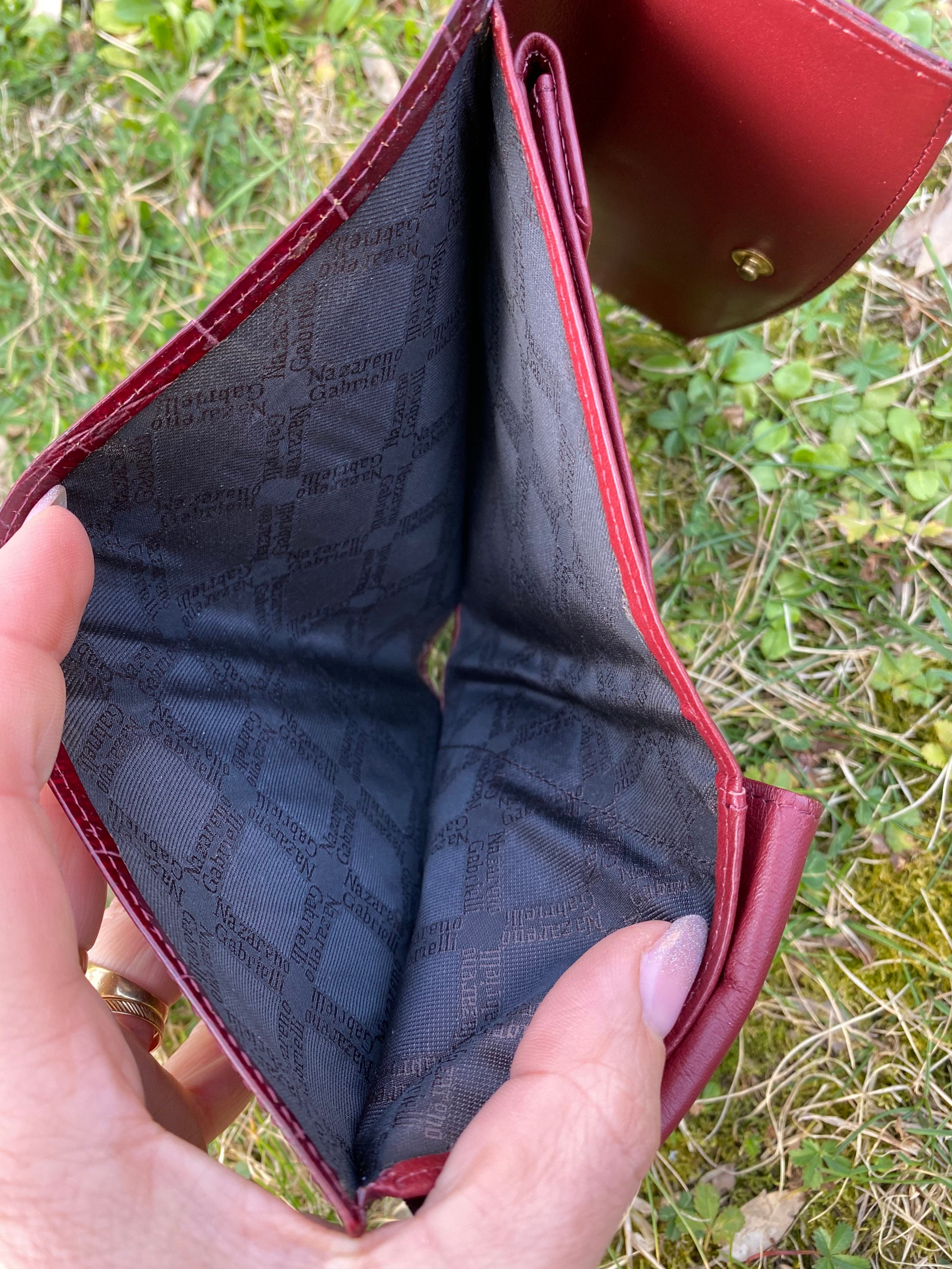 80sビンテージ Wallet Nazareno Gabrielli/ボルドー財布 レザー 
