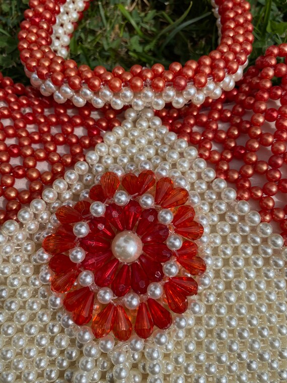 60s Pearls vintage clutch bag/vintage embroidery … - image 8