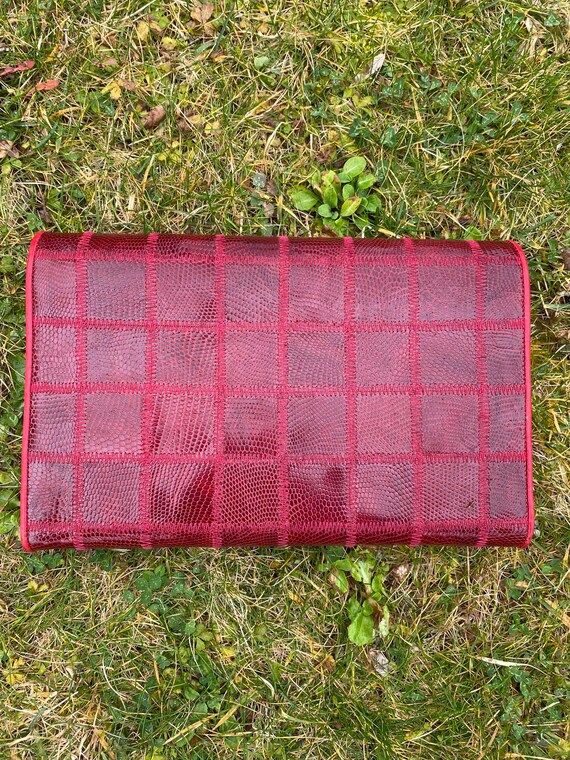 70s Vintage pochette lizards Italy/Bordeaux red p… - image 3