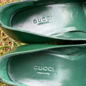 90s vintage platforms Gucci/Lady Gucci style/green pumps Gucci/luxury Shoes Gucci/Designer Gucci/Tronchetto Scarpe Gucci image 5