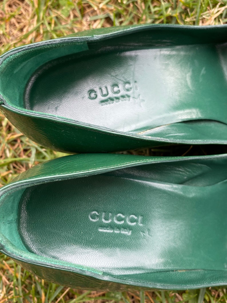 90s vintage platforms Gucci/Lady Gucci style/green pumps Gucci/luxury Shoes Gucci/Designer Gucci/Tronchetto Scarpe Gucci image 5