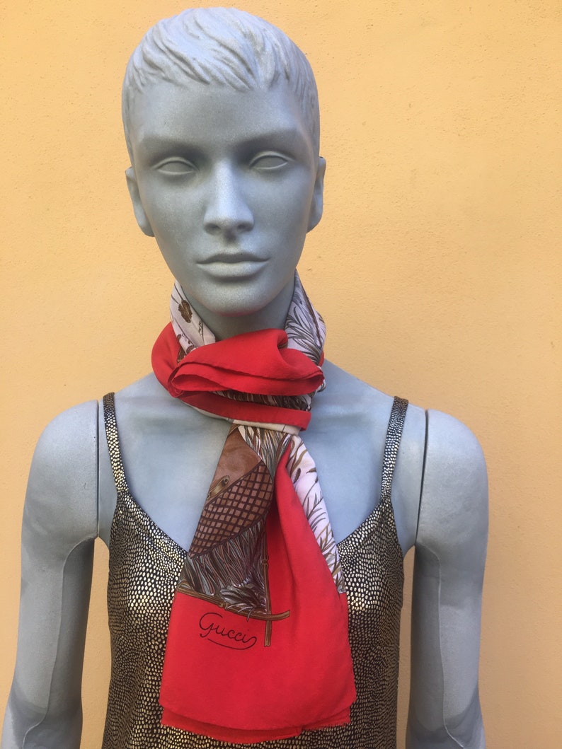 60s Gucci vintage silk scarf/Gucci scarf/Scarf Gucci/Dogs Etsy