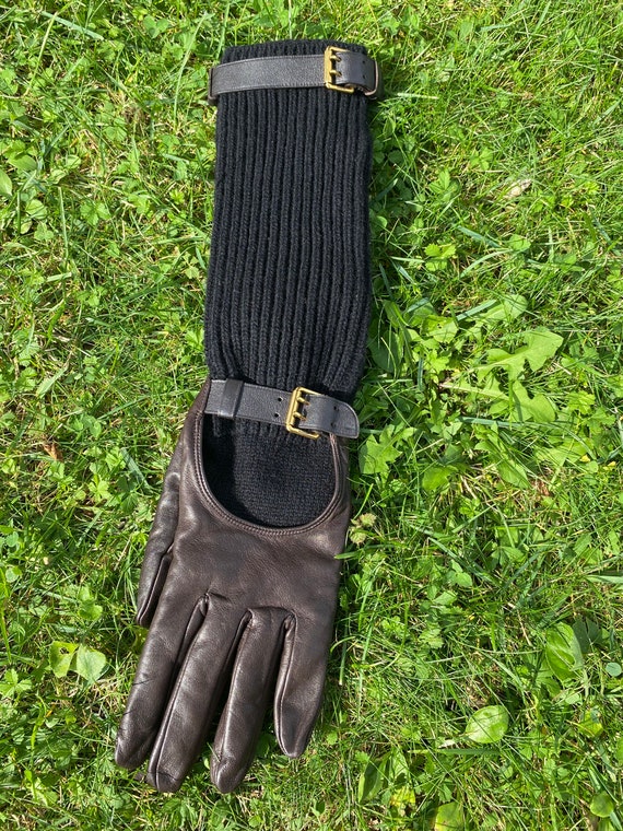 90s Vintage gloves Design Gucci/Leather wool glov… - image 1