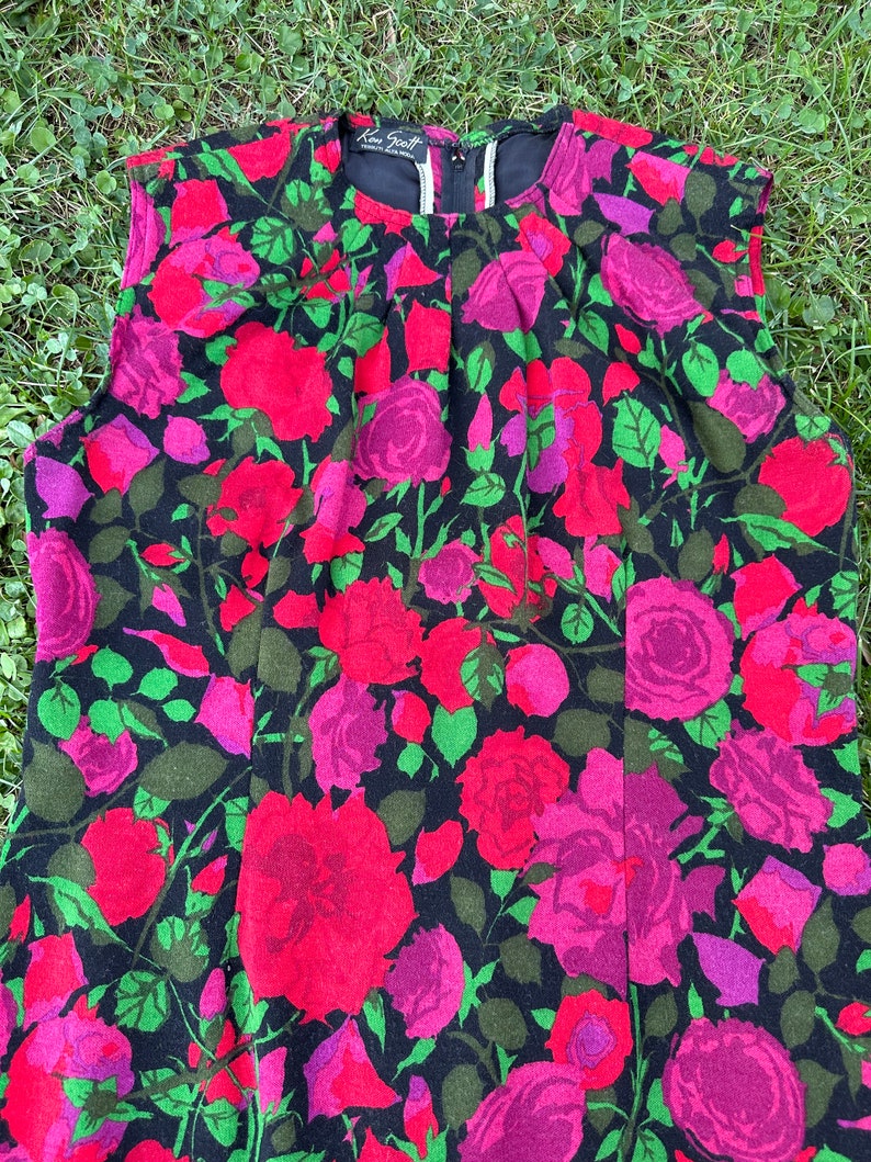Costume vintage des années 80 Ken Scott/Costume rouge noir laine/Costume en laine Ken Scott/Costume design laine Ken Scott/Laine de costume floral image 8