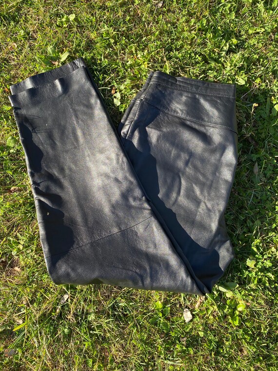 90s Vintage Leather Pants Design Lifestylf by Alba Moda/black | Etsy