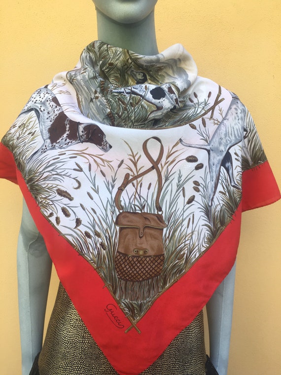 Gucci/ Vintage scarf Gucci/Scarf Gucci 60s./Dogs p