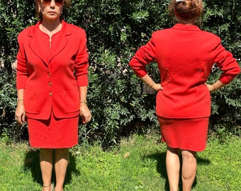 90s Vintage suit Escada Germany/Completo lana Escada 90s/Corals tailleur wool/Tailleur Escada Margaretha Ley/Blazer dress Escada