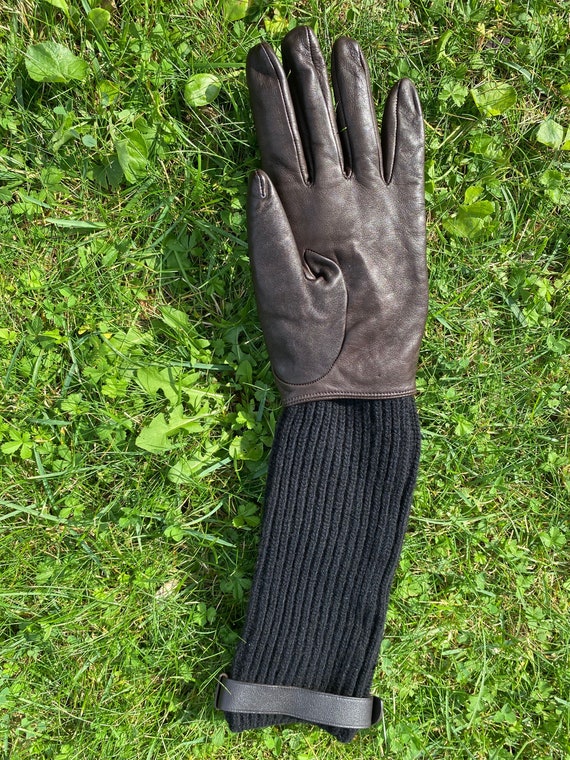 90s Vintage gloves Design Gucci/Leather wool glov… - image 2