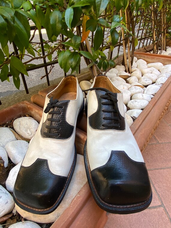 70s Vintage design shoes Lord Kid/White black sho… - image 2