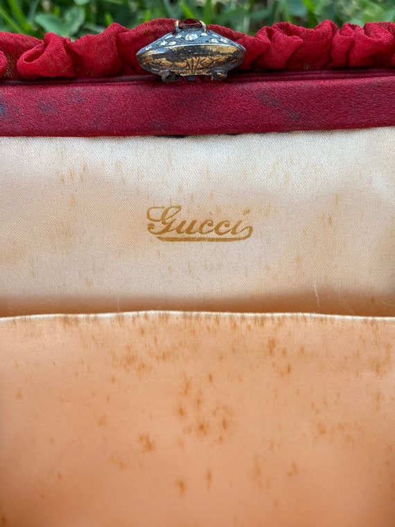 60s Vintage rare Authentic Gucci pochette/Red sil… - image 7