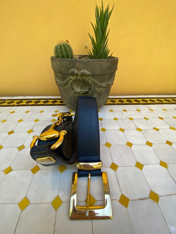 Belt vintage Kao Roberto/Blue leather belt Kao Rob
