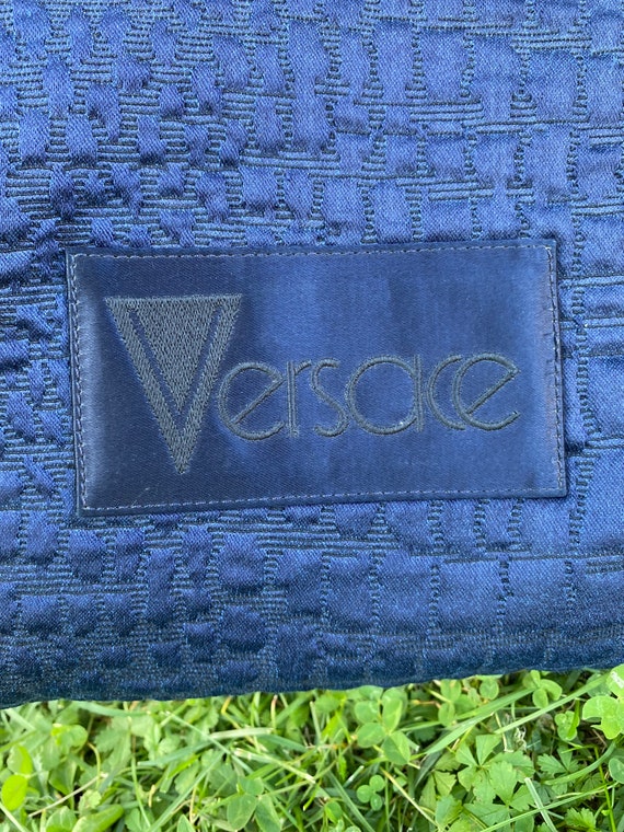 80s Vintage Pouch Gianni Versace/Blue nylon clutc… - image 6