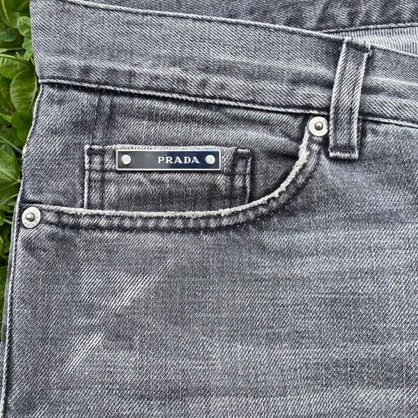 Jaren '90 Prada vintage jeans/Design jeans Prada/Zwarte katoenen jeans Prada/Jeans Prada/broek Prada