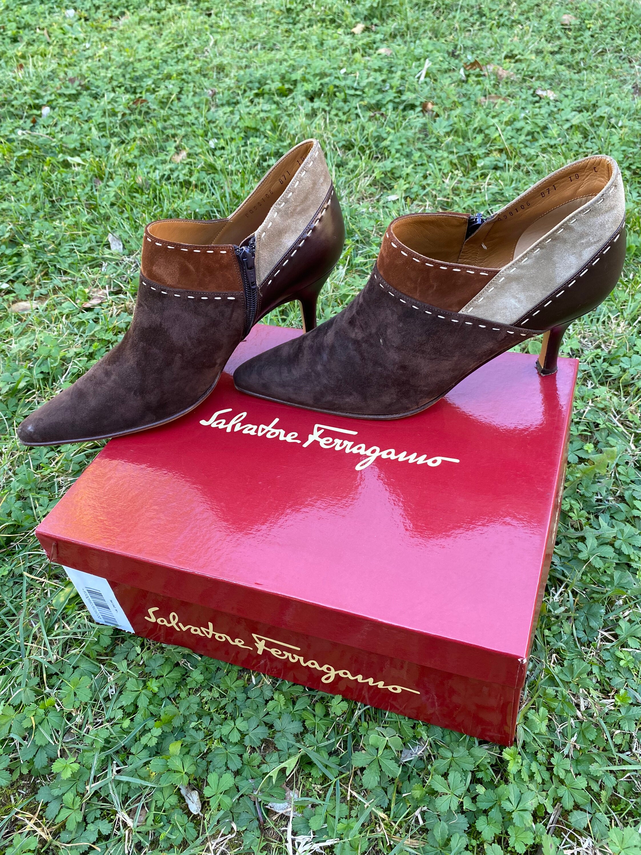 Salvatore ferragamo brown suede shoes cheap