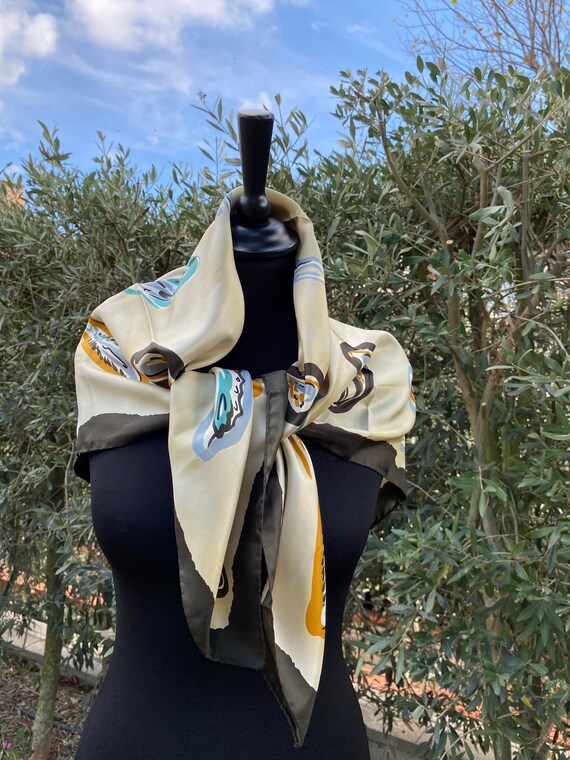80s foulard Bottega Veneta/Multicolore foulard/Si… - image 3