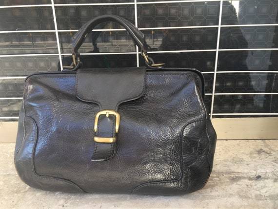 Bag Vintage LEATHER DOKTOR BAG/ Black Leather Bag/