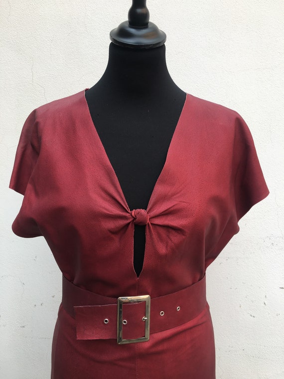 vintage leather dress/Design dress Italy/Ceremony