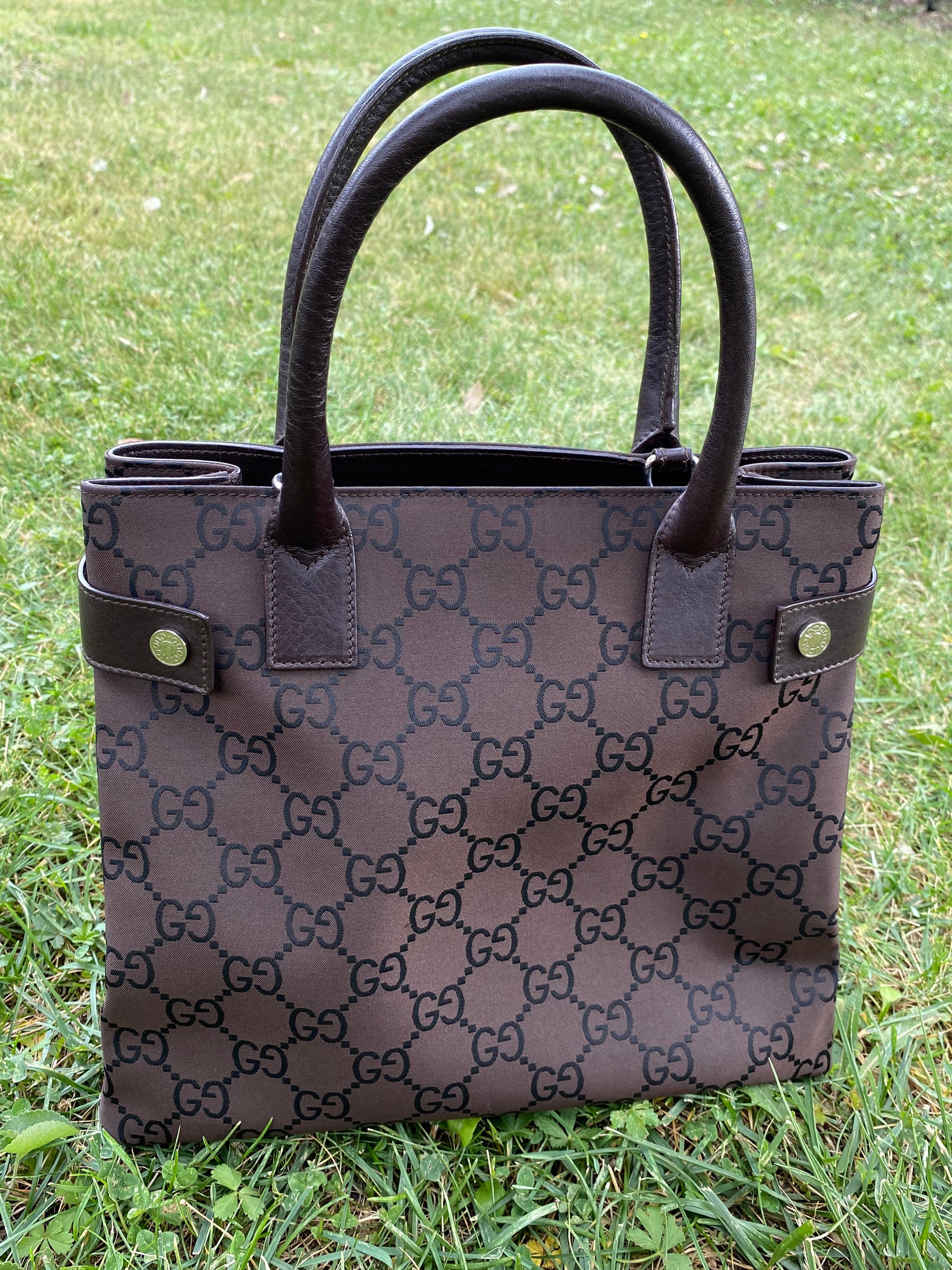 90s Vintage Authentic Bag Gucci/brown Bag Nylon Leather/rare 90s Vintage Authentic Bag Gucci/brown Bag Nylon Leather/rare