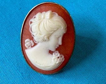 60s vintage brooch women cameo Florence Italy/Portrait woman cameo brooch/Portrait brooch woman cameo vintage