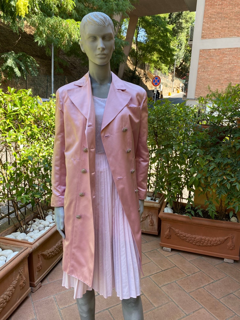 80s Vintage trench coat Valentino Boutique/Design Luxury trench silk Valentino/Pink trench coat Valentino/Ceremony cardigan/Elegant blazer Valentino image 1