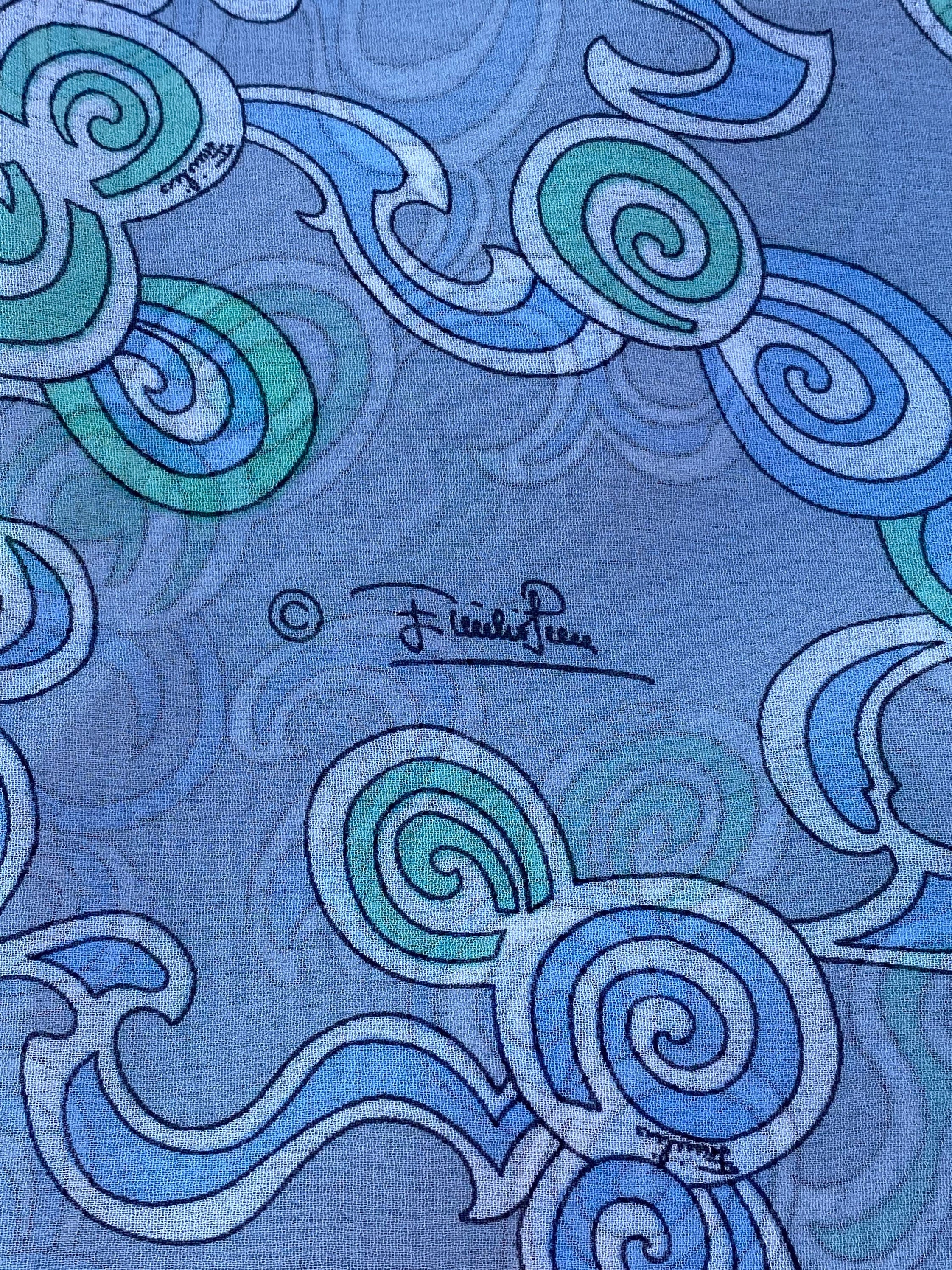 Pucci-esque Printed Silk Chiffon - Blue/Mocha/White