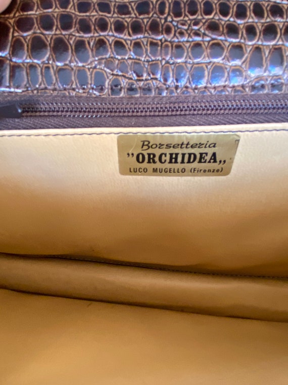 80s Vintage bag Orchidea/Brown Pochette leather/L… - image 9