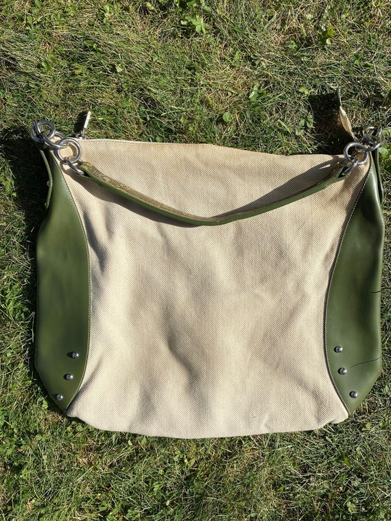 90s Tote Bag Design Furla/ivory Canvas Leather Bag/shoulderbag 