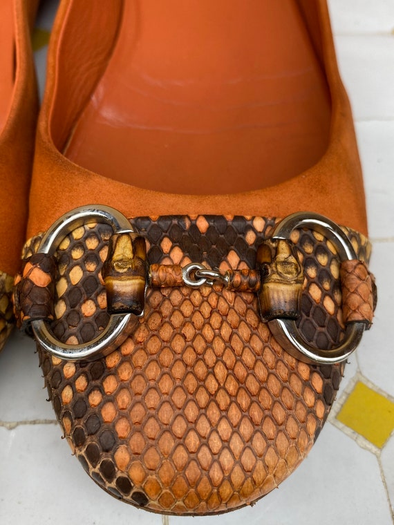 90s Ballerinas Lady Gucci style/Leather orange Sho