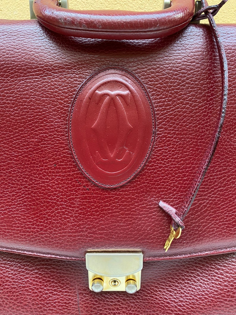 80s Cartier Vintage Craftsman Bag/bordeaux Leather Briefcase | Etsy