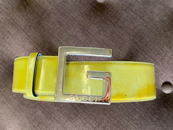 Gucci/Green yellow leather belt Gucci/Vintage Gucc