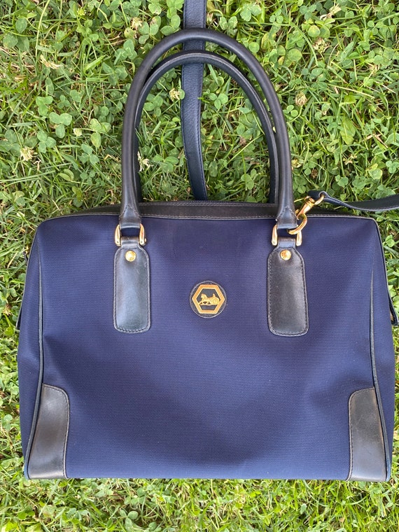 80s Authentic vintage Celine satchel bag/Blue bag… - image 3