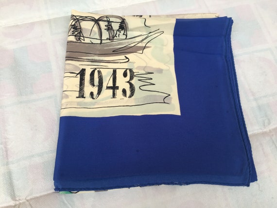 Foulard Vintage 1943/ Scarf vintage/White-blue sca