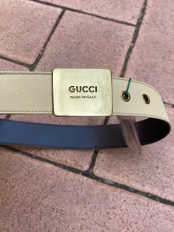 Gucci 90s/Beige leather canvas belt Gucci/Vintage