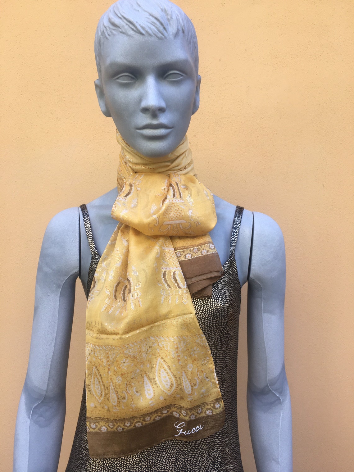 80s Gucci Vintage Scarf/scarf Silk/designer Scarf Gucci/silk Etsy