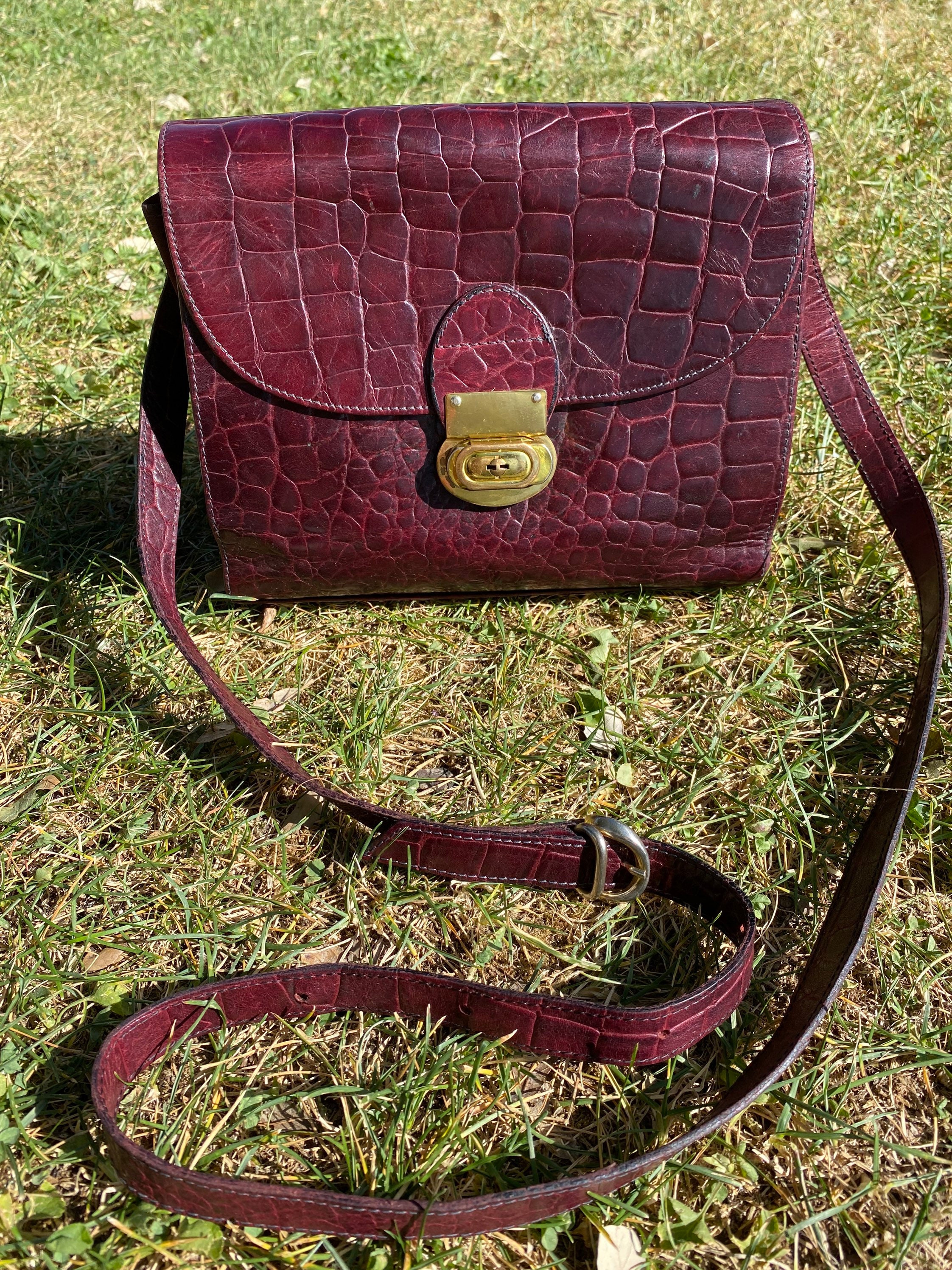 Buy Rare Luxury Croc Bag Burgundy Color Genuine Leather Bag Online in India  